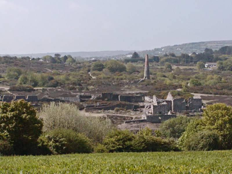 Ruins of the Poldice Mine in Gwennap, Cornwall. The Poldice Mine was active from early 16th century until 1930.