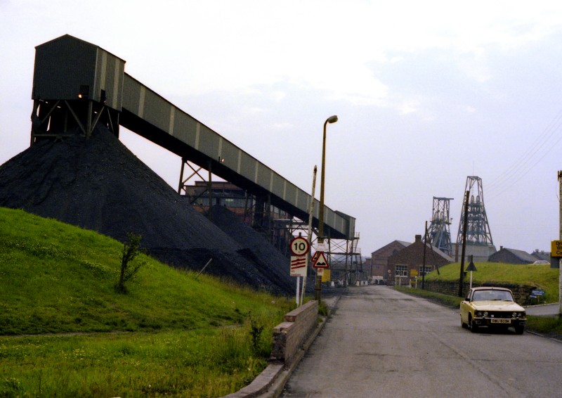 The entrace road to Woolley Colliery, an underground coal mine near Darton in Yorkshire. (1979)