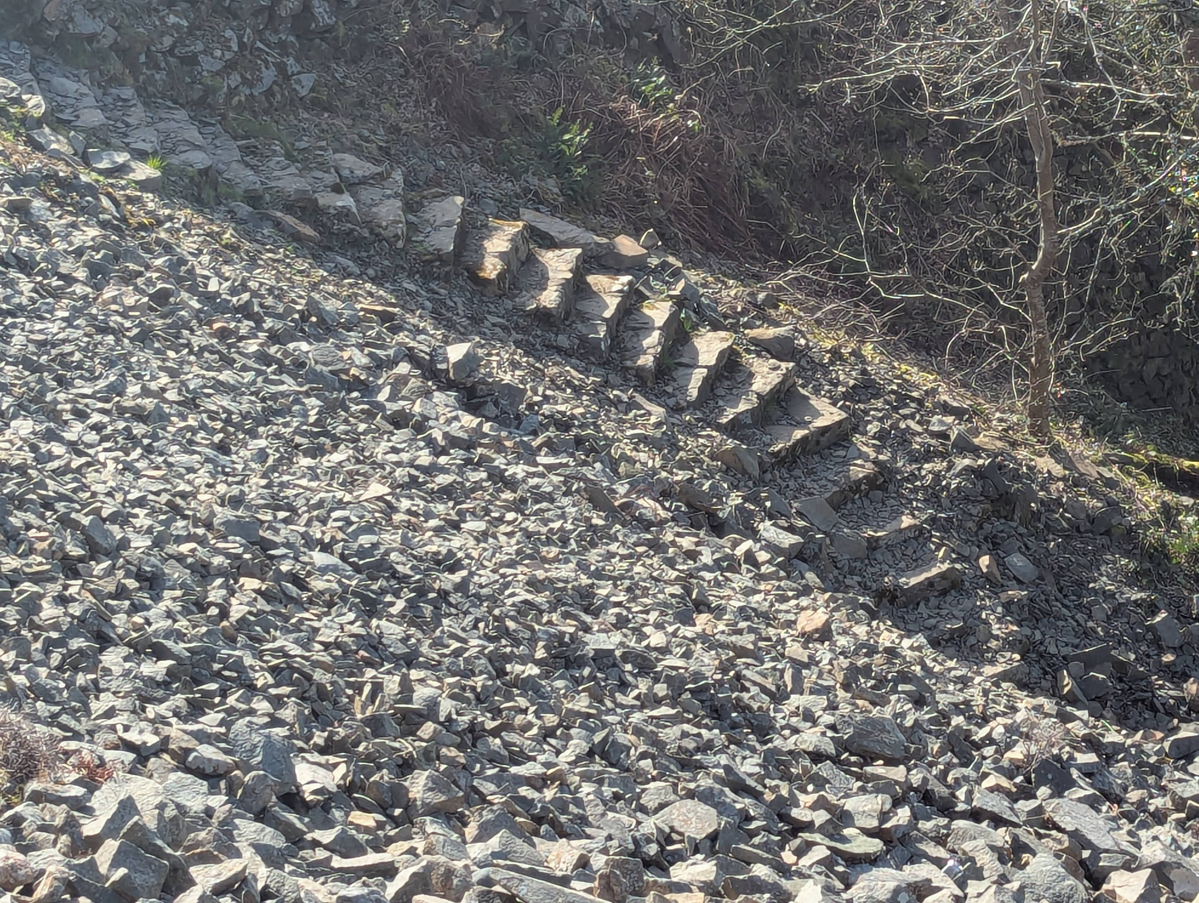 Gwylwyr Quarry - steps on Coastal Path