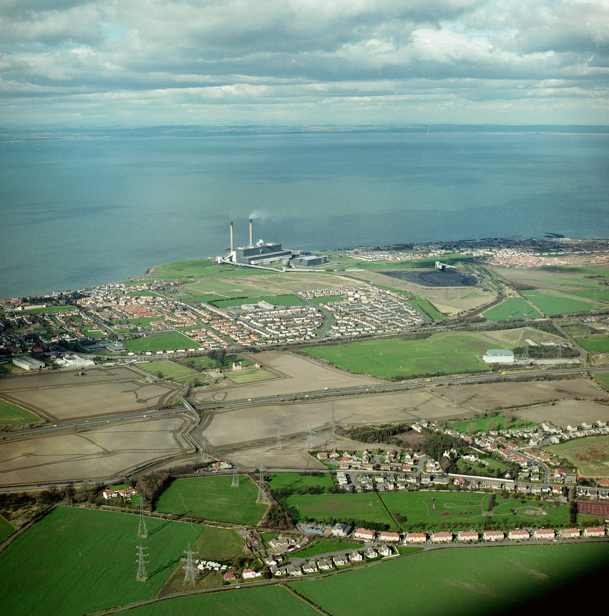 May 1996 - Bankpark, part of Tranent, the A1 trunk road, Cockenzie with Power Station.