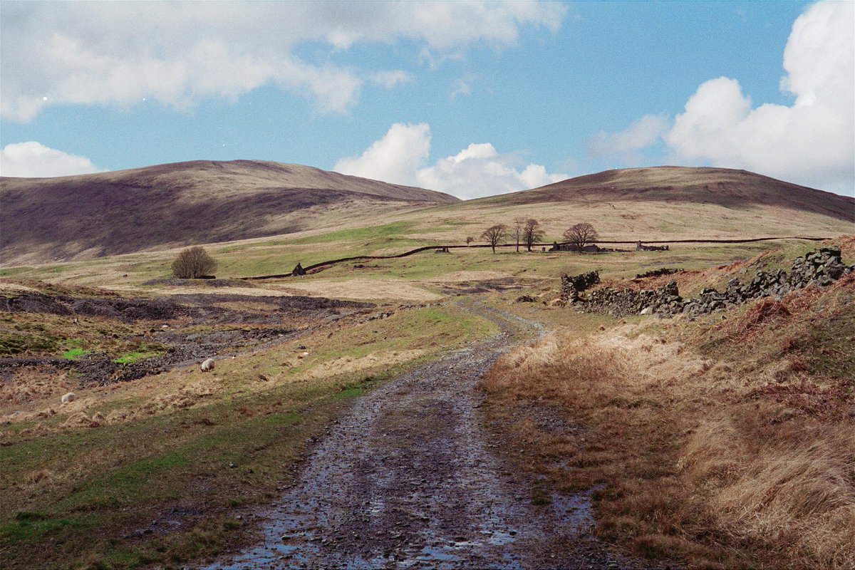 1995 - General views of Woodhead Lead Mine, Carsphairn, Kirkcudbrightshire, south-west Scotland. Walled shaft with tree on left.