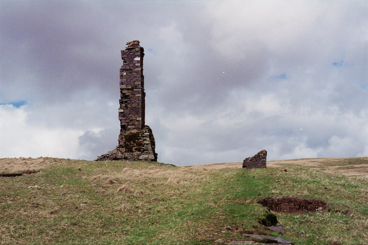 1995 - Ruins of smelter chimneys, Woodhead Lead Mine, Carsphairn.