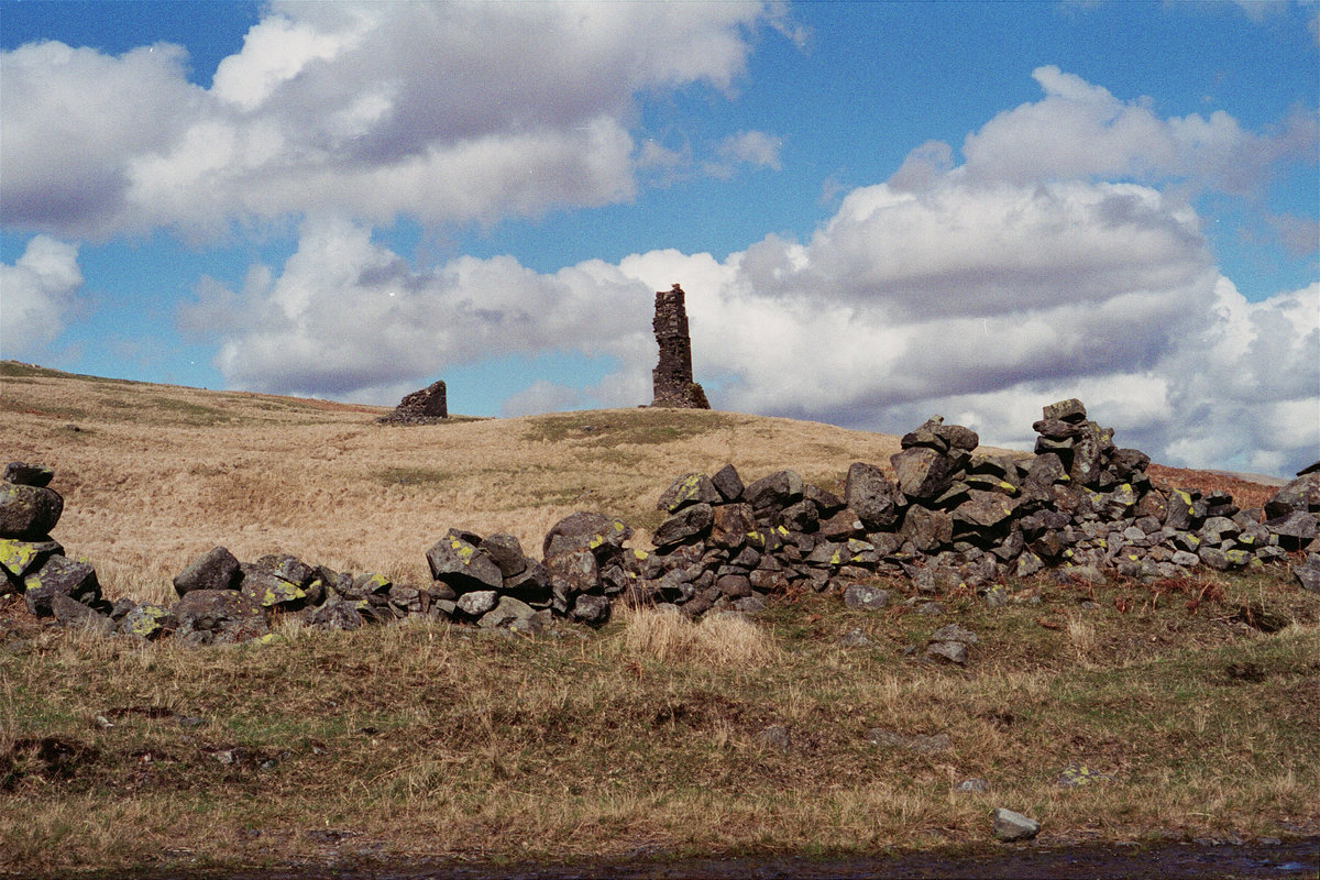 1995 - Ruins of smelter chimneys, Woodhead Lead Mine, Carsphairn.