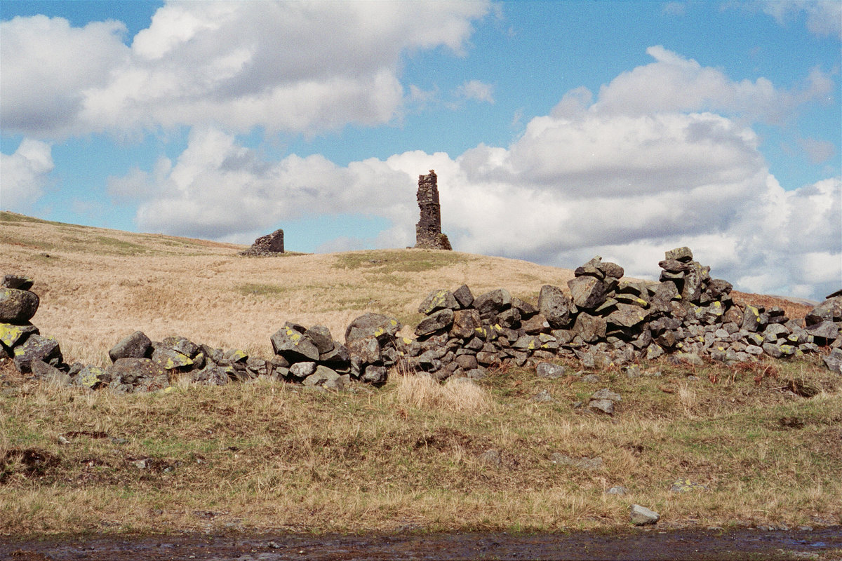 1995 - Ruins of smelter chimneys, Woodhead Lead Mine, Carsphairn.