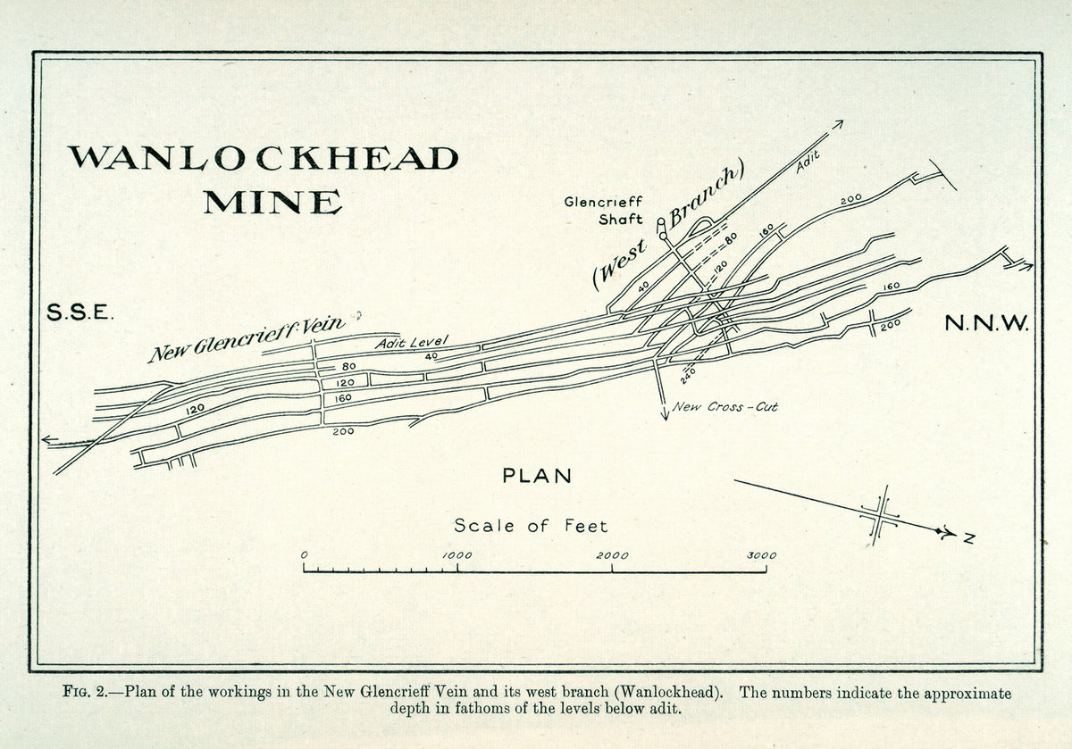 25 Jun 1905 - Plan of Wanlockhead Mine, Dumfriesshire.