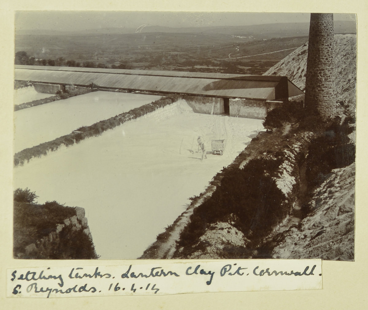 Settling tanks, Lantern Clay Pit, Cornwall. S. Reynolds. 16.4.14. [Igneous.]