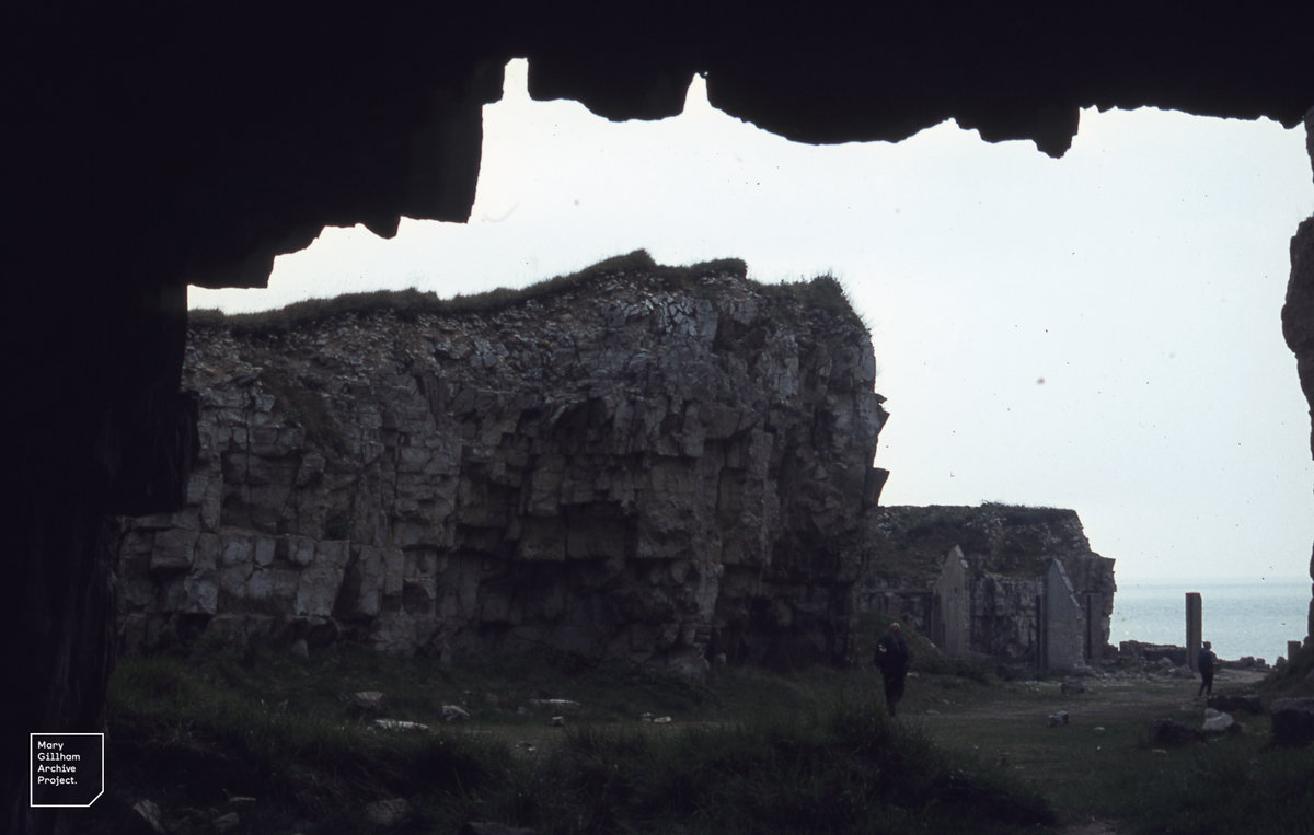 View out of Winspit rock mine, Dorset. England.